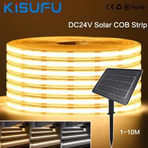 IP67 방수 태양광 COB 스트립 라이트 DC 24V 480LED/m 3M 5M 8M 10M RA90 고밀도 디밍 가능 접착 테이프 홈