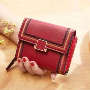 쿨샵 컬러풀 여성 반지갑 자수포인트 심플카드지갑