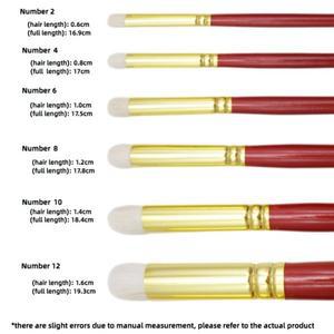 6개 세트 양모 라운드 헤드 드라이 브러쉬 삼색 유화 수채화 세라믹 미술 용품