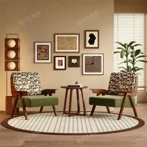 노르딕 빈티지 원목 안락의자 좌식 라탄스툴 인테리어