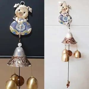 복주머니 돼지문종 (실버) 문종 풍경 도어벨 리스 현관종 현관문종