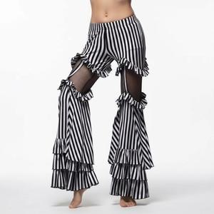 댄스복 밸리 집시 부족 메쉬 코튼 공연복 바지 스트라이프 여성 플레어 벨리 의상 댄스