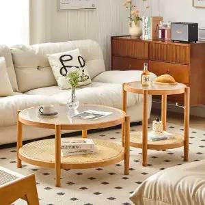 거실 베란다 티테이블 라탄 인테리어 원목 테이블