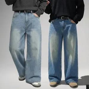 [숏/기본/롱] 세미와이드 뒷밴딩 딥워싱 청바지 (S-3XL)