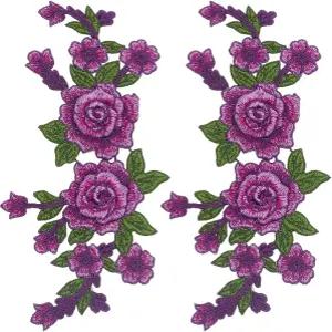 GORYCRAFT 2PCS 장미꽃 자수 패치 바느질 꽃다발 보호 러브 모티프 한 쌍의 장식 예복 청바지 DIY 제작