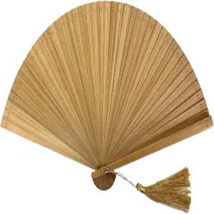댄스 음악 페스티벌 웨딩 교회 장식 파티를 위한 빈티지 일본 대나무 실크 핸드 팬 (베이지 미디엄)