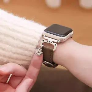애플워치 밴드 여성용 뉴 메탈 베어 가죽 루프 11/10/9/8/7/6/5/4/3 SE 38mm 40mm 41mm 42mm 44mm 45mm 46m