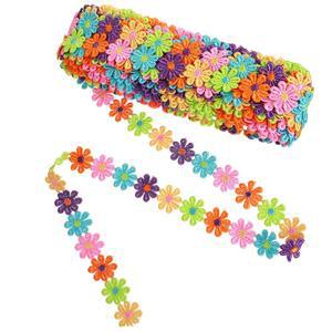 15야드 데이지 플라워 레이스 트림 - 재봉 제작을 위한 1인치 컬러풀 플로럴 자수 아일렛 리본 홈 데코 스크랩북 웨딩 부케 의류 해바라기 장미 디자인