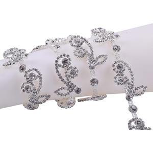 재봉 공예, 의류, DIY, 신부 부케 장식을 위한 카오유 1야드 꽃 모양 크리스탈 라인스톤 체인 트림