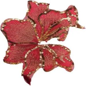 플라워 골드 스팽글 자수 메시 레이스 접착 백 웨딩 드레스 DIY 장식 패치(빨간 꽃 패치 1개)