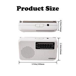 미니 FM/AM 2밴드 라디오 3.5 헤드폰 잭 1W 스피커 시끄러운 사운드 180도 고성능 안테나 가정의 좋은 친구