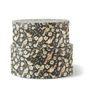 뚜껑이 있는 소울 & 레인 대형 타원형 골판지 장식 보관함 - 미드나잇 블라썸 데, 꽃과 선물용 상자 2개 세트, 기념품 및 정리용 기억 용기 둥지 만들기