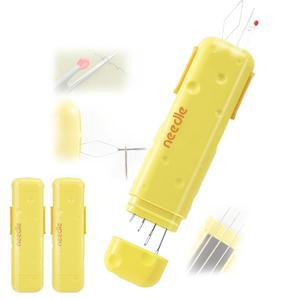 3Pc 새로 업그레이드된 3-in-1 자동 니들 스레드 솔기, 자기 저장 바늘 상자, 퀵 재봉 키트(노란색)