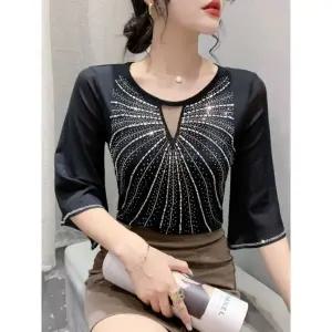 댄스복 여성 라틴 줌바 무대의상 사교 라인 블랙 M