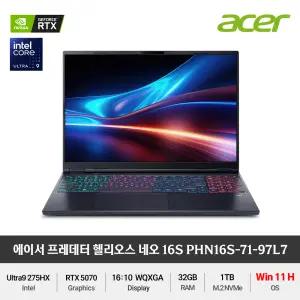 acer 프레데터 헬리오스 네오 16S 슬림 AI PHN16S-71-97L7 (Win11 Home) RTX5070 게이밍 노트북