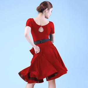 댄스복 의상 라틴 라인 대회 살사 볼룸 댄스 드레스 삼바 차차 스윙 연습복 공연복 반소매 사교 줌바 모던