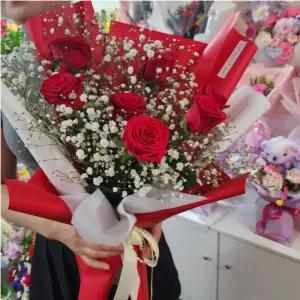 피어담다 레드장미7송이생화꽃다발 생일 기념일 축하선물 감사의선물