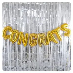 (PW) (은박풍선축하골드커튼실버세트)파티 장식 생일 수술 벽장식 용품 레터링