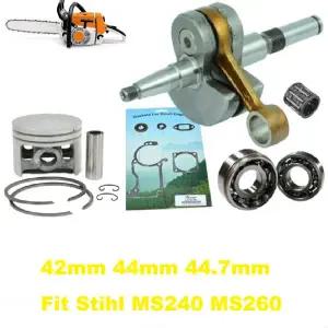 42mm 44mm 44.7mm 스틸 MS260 026 024 MS240 024AV 체인톱 엔진 수리용 피스톤 크랭크축 볼 베어링 오일 씰