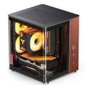 JONSBO TK-0 블랙 ITX 미니 타워 PC 케이스, 하이퍼볼로이드 유리 데스크톱 디자인, 분리형 캐비닛 구조, 알루미늄 합금 쉘 DTX / 호두나무 컴퓨터 Sff