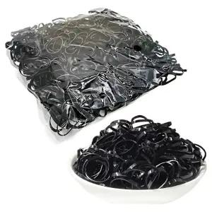 리빙필로 대용량 헤어밴딩 고무줄 500p, 블랙