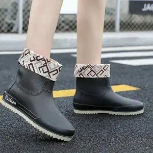 [라일리] Rly 여성 레인부츠 기모 내피 패턴안감 겨울 단목 장