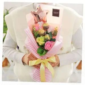 핑크 초콜릿 플라워 부케 생일 졸업식 선물 조화 꽃다발 세트