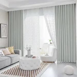 [지나송]지나송 세이지 암막커튼+코디커튼+커튼봉 특대형