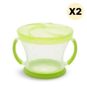 스엔코샵 손잡이스낵컵 흘림방지 아기과자용기 그린2p BNS
