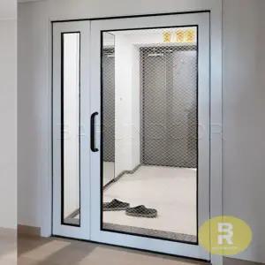 01번 비대칭양개스윙중문 펄화이트 투명 망입(부식)강화유리