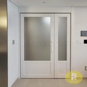 48번 비대칭양개스윙중문 고시형 펄화이트 샤틴 투명강화유리