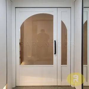 74번 비대칭양개스윙중문 아치형 고시형 유백화이트 브론즈강화유리