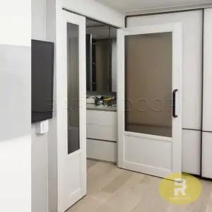 42번 비대칭양개스윙중문 고시형 펄화이트 샤틴브론즈강화유리