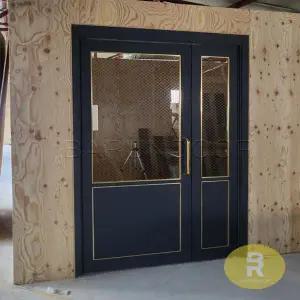 18번 비대칭양개스윙중문 고시형 다크네이비 투명망입(부식)강화유리