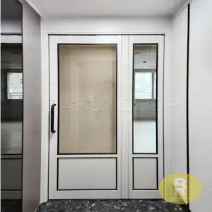 19번 폴딩스윙중문 고시형 화이트 투명강화유리