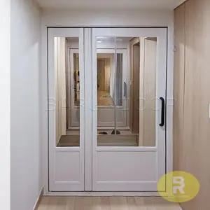 46번 폴딩스윙중문 고시형 화이트 투명강화유리