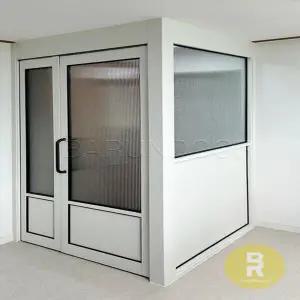 09번 ㄱ자중문 파티션 비대칭양개스윙 유백화이트 모루세로강화유리