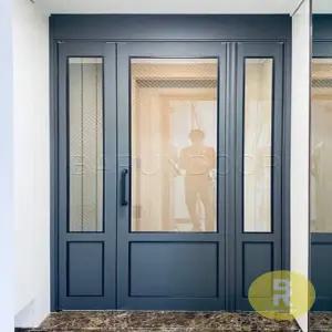 05번 3단스윙중문 고시형 진그레이 투명망입(부식)강화유리