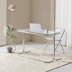 (수도권무료) (서울경기무료) 뮤즈 1200 라운드 강화유리 테이블 책상 VE42