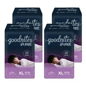 굿나이트 팬티형 통기성우수 흡수력강화 기저귀 남여공용 40~60kg 특대형(XL) 56매