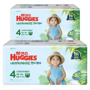 하기스 2025 통기성우수 흡수력강화 네이처메이드 썸머 슬림 팬티형 기저귀 유아용 4단계 96매
