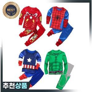 마블 어벤저 스 캡틴 아메리카 스파이더 맨 어린이 봄 가을 긴 소매 정장 아이언 헐크 잠옷 홈 의류