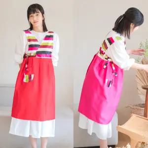AE129 한복앞치마 색동 추석 명절 어린이집 유치원