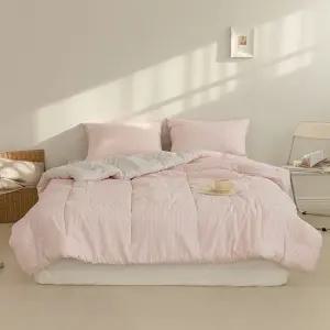 알러지케어 스트라이프 핑크 먼지없는 차렵이불 패드 밴딩 세트 Q