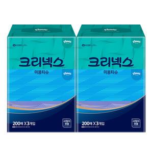 크리넥스 클래식 미용티슈 각티슈 휴지 200매 6개입