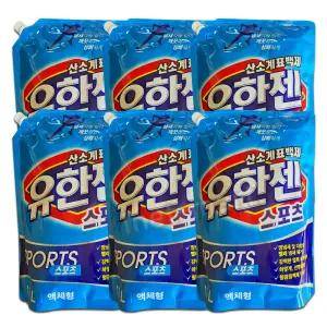 유한젠 산소계표백제 스포츠 액체형 리필 1.8L x 6개