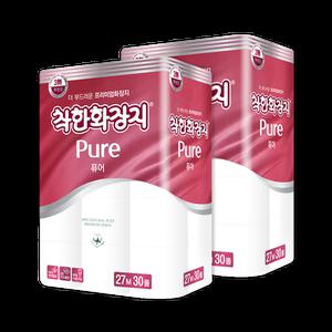 착한화장지 퓨어 3겹 27M 30롤 두루마리휴지
