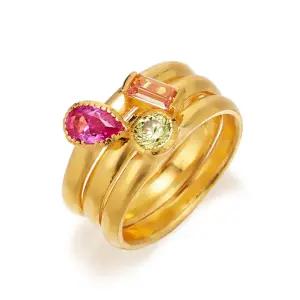 [한국금다이아몬드] 여자 순금 반지 컬러 쓰리 스톤 24K 11.25g 애끼 검지