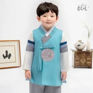 [보리보리/금동이한복]남비취깃조각 아동한복 남아한복