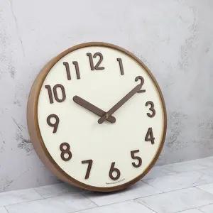300 우든라운드 3D 나무 입체 숫자 무소음 벽 시계 인테리어 원목 선물 집들이